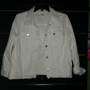 Distressed White Denim Jacket